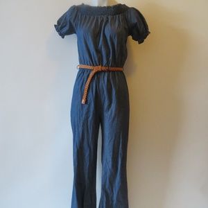 BO BEL OFF THE SHOULDER DENIM JUMPSUIT SIZE M*